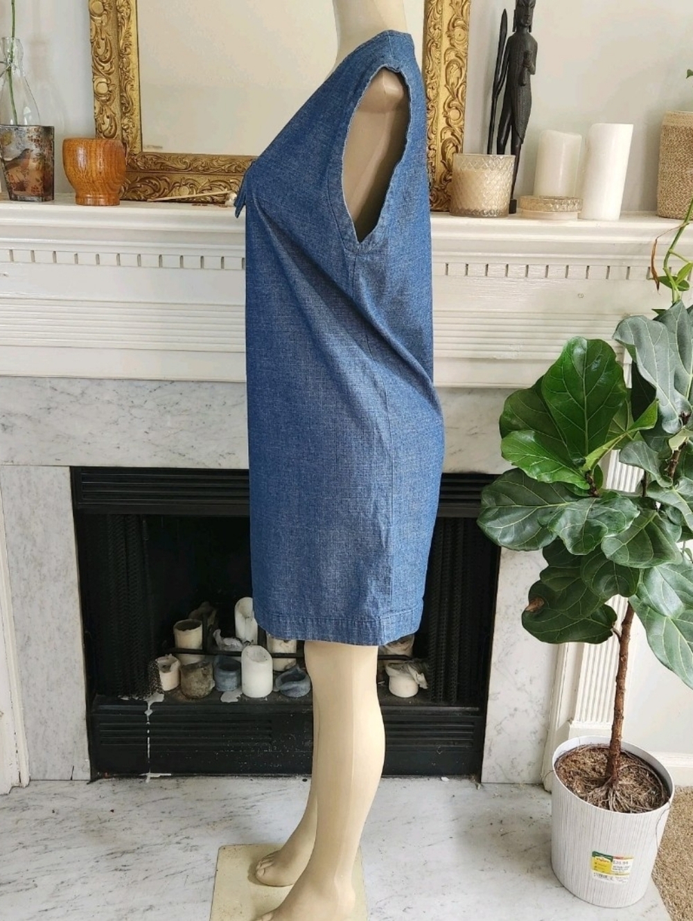 Kate Spade Saturday Denim Dress Shift Size Medium Scandanavian Clean Girl - Picture 4 of 7